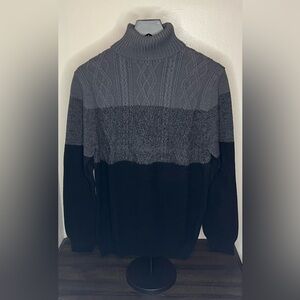 Attention Men's Charcoal and Black Crewneck Sweater
